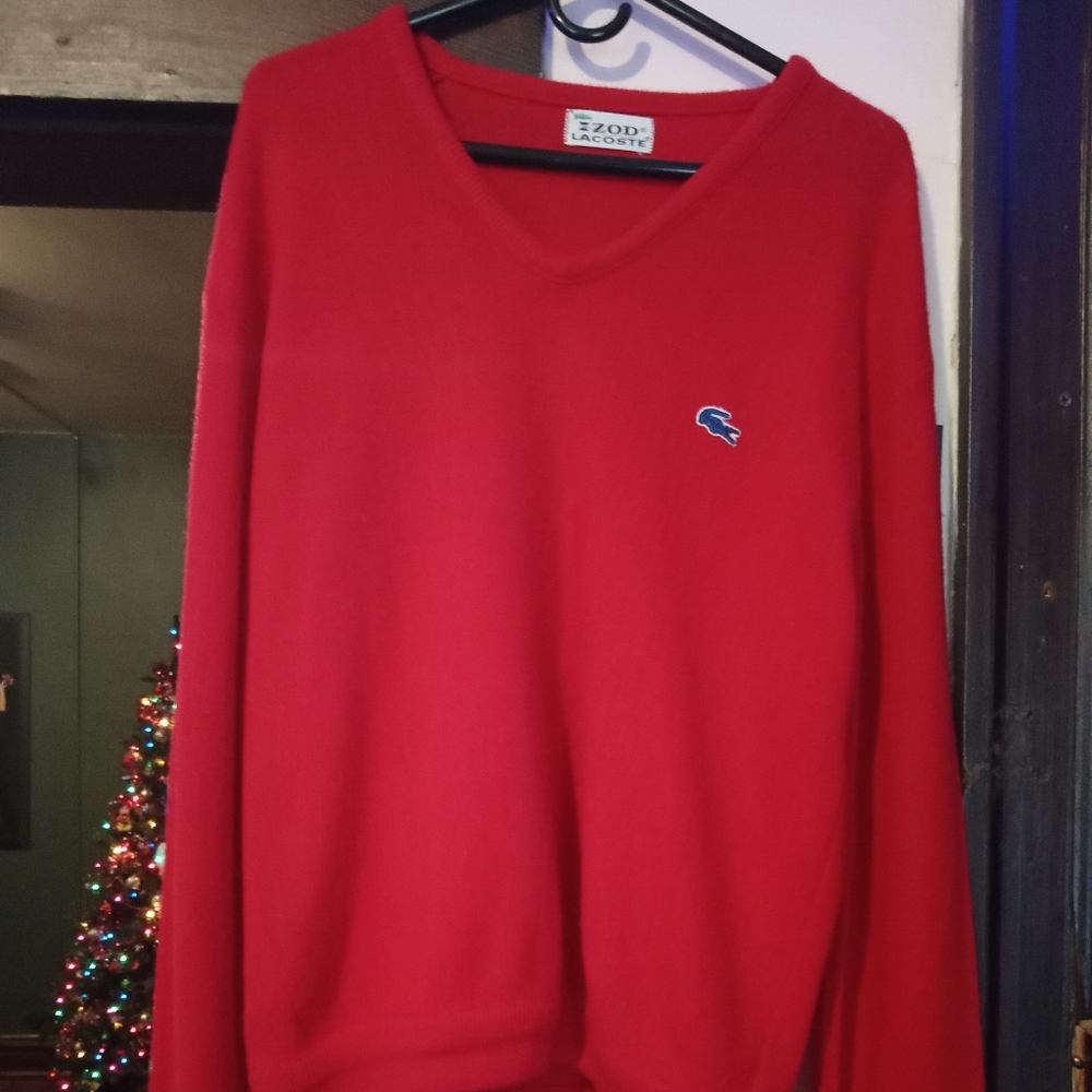 VINTAGE Izod Lacoste Sweater Adult Large Red Pullover USA Made Mens 80s